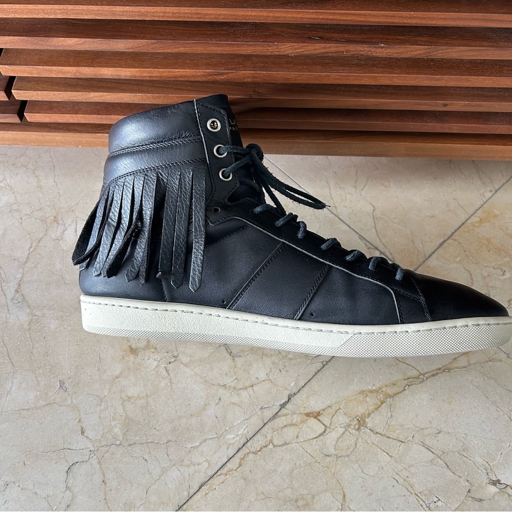 Saint Laurent SL-18 High-Top Black Leather Sneakers - Picture 9 of 14